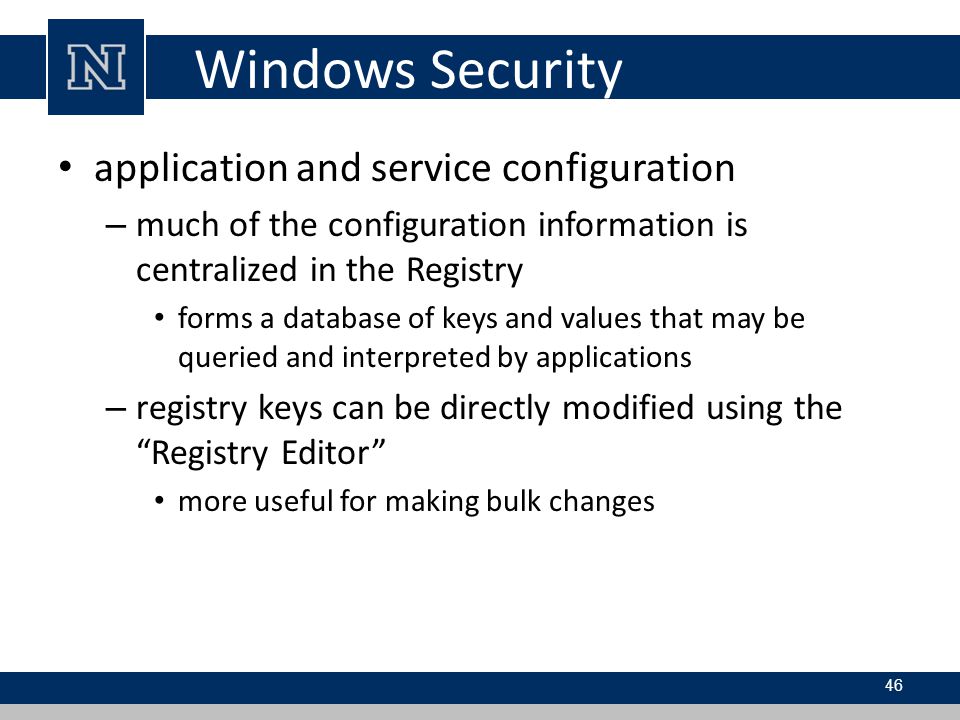 Windows Security application and service configuration