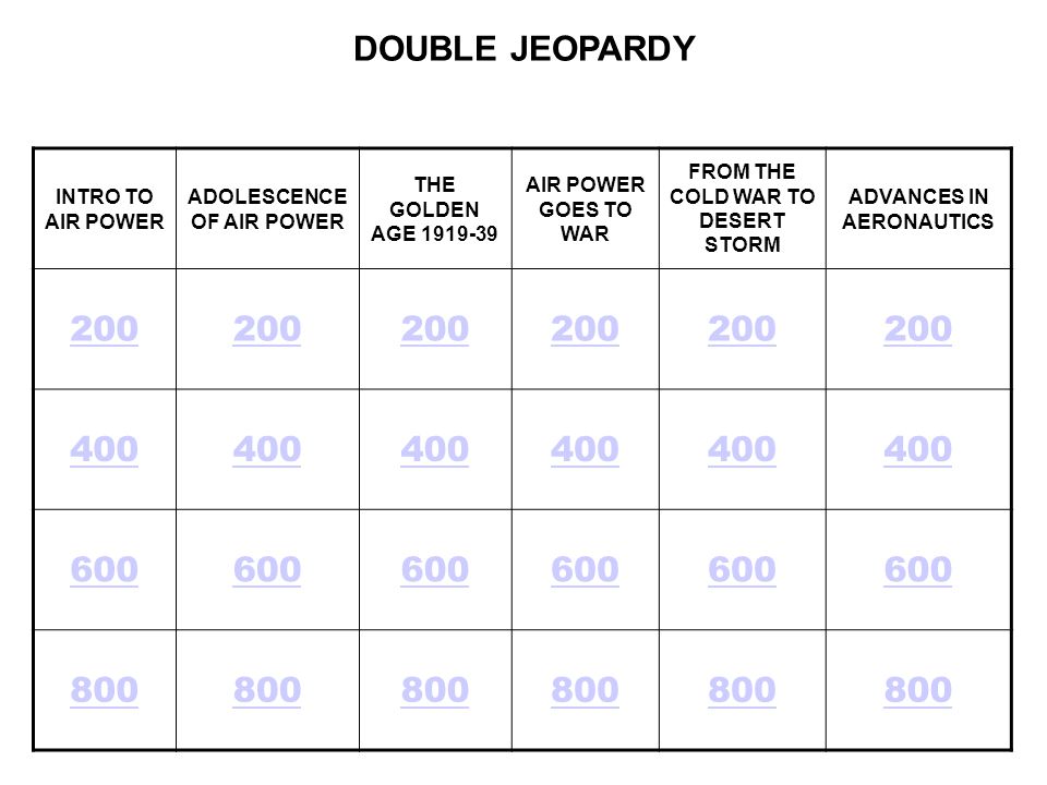 DOUBLE JEOPARDY INTRO TO AIR POWER