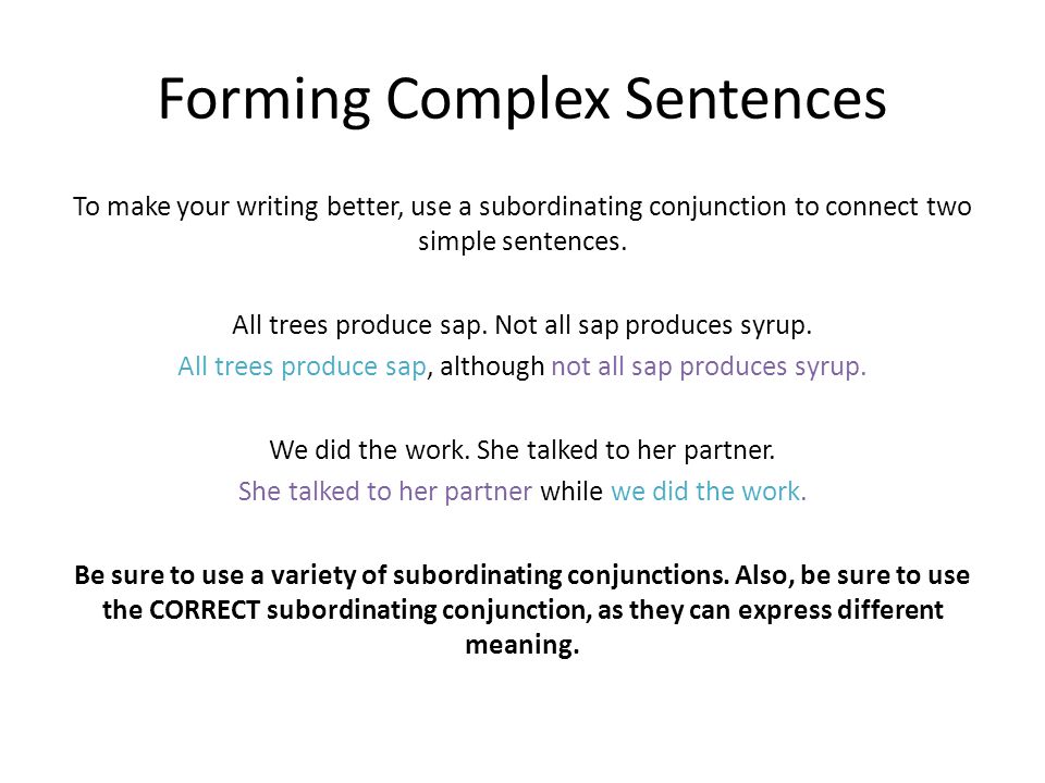 Forming Complex Sentences