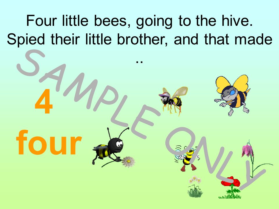 Four little bees, going to the hive