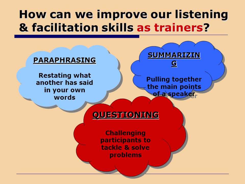 How can we improve our listening & facilitation skills as trainers