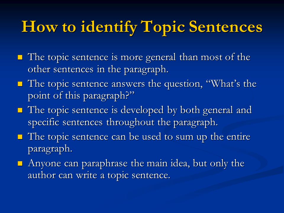 From Topics To Topic Sentences Plus Paraphrasing Ppt Download