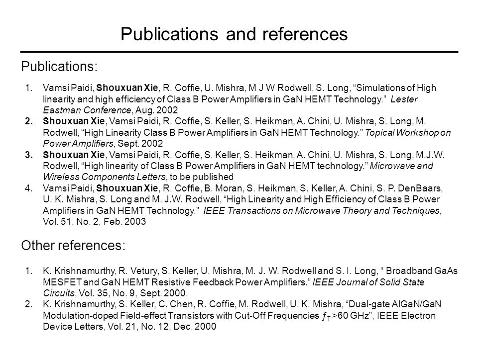 Publications and references