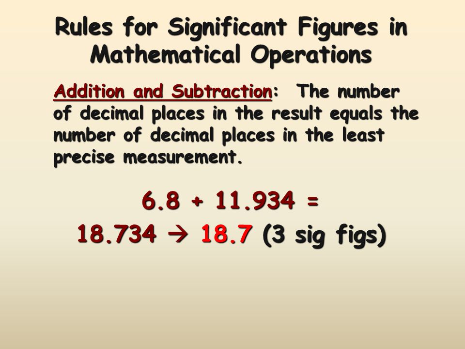 Rules for Significant Figures in Mathematical Operations