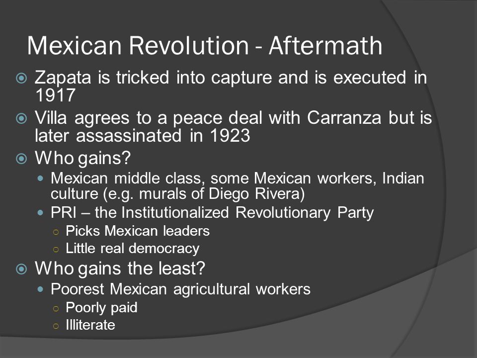 Mexican Revolution - Aftermath