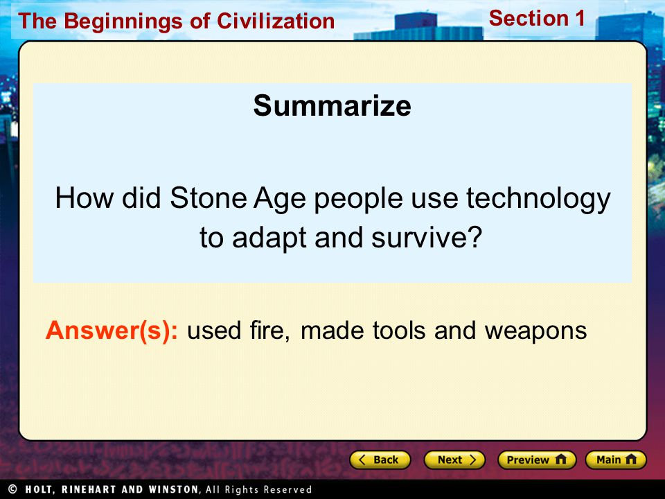 How did Stone Age people use technology to adapt and survive