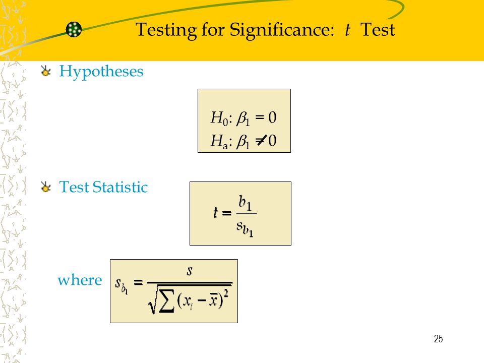 Testing for Significance: t Test