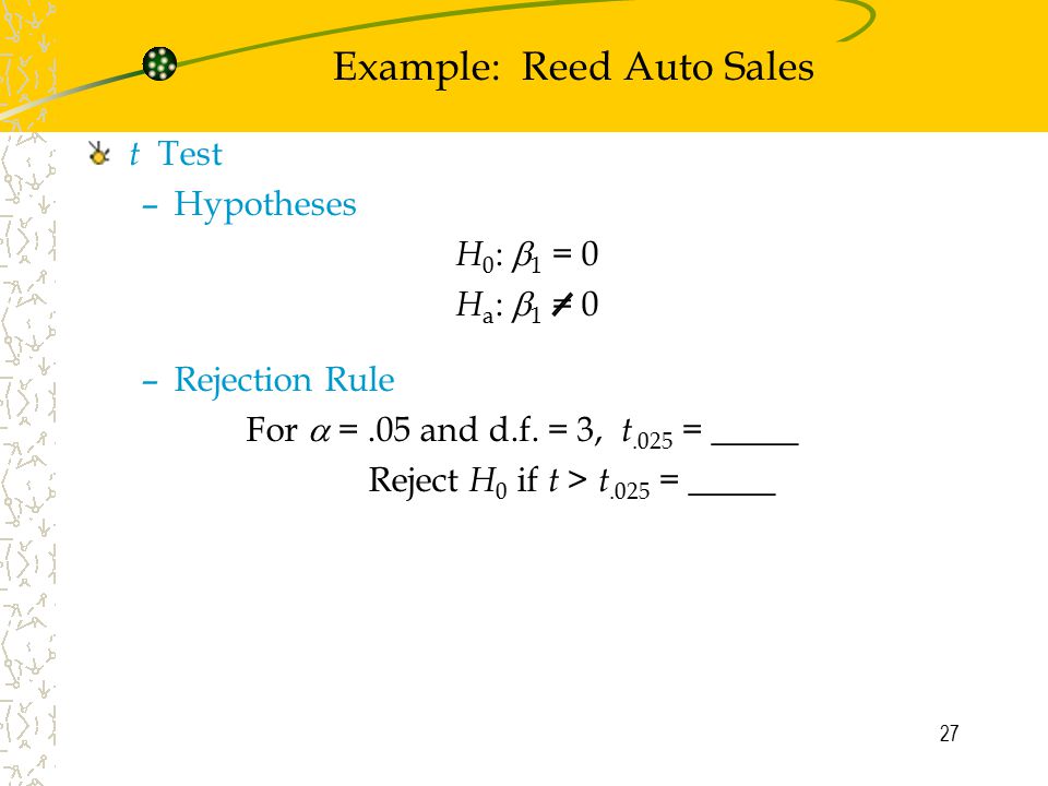 Example: Reed Auto Sales