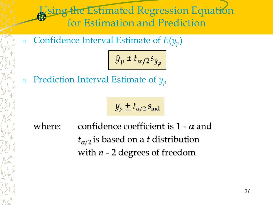 Using the Estimated Regression Equation for Estimation and Prediction