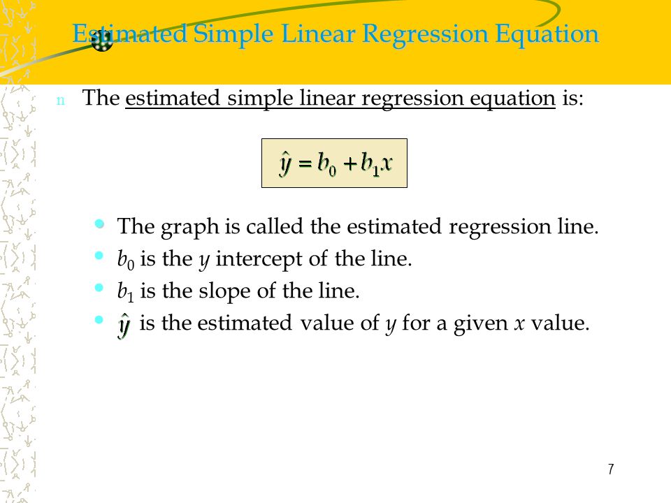 Estimated Simple Linear Regression Equation