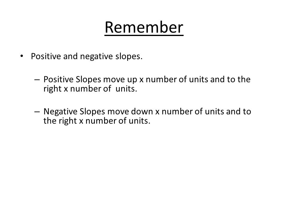 Remember Positive and negative slopes.
