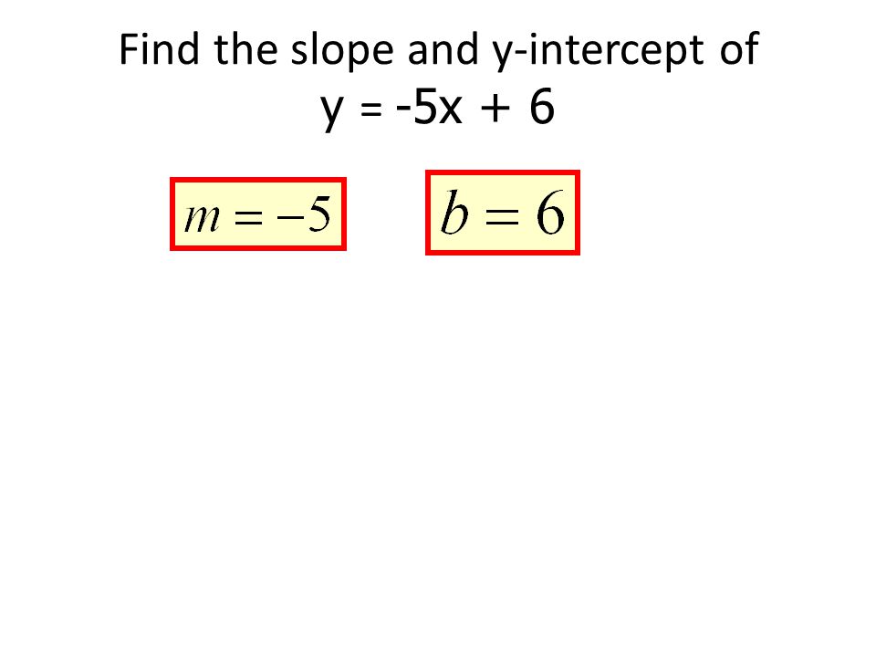 Find the slope and y-intercept of y = -5x + 6
