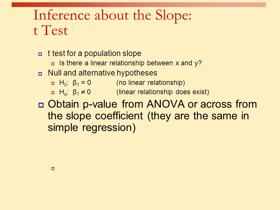 Inference about the Slope: t Test