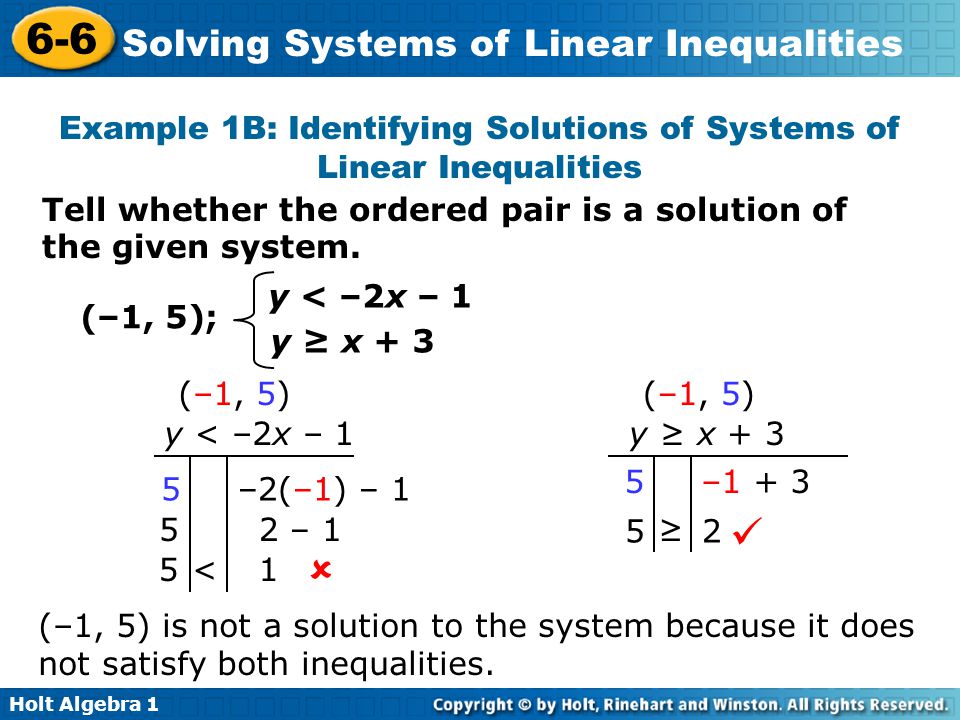 Example 1B: Identifying Solutions of Systems of Linear Inequalities