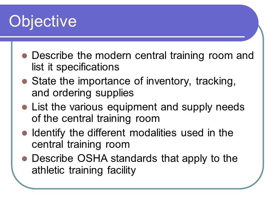 Chapter 3 The Central Training Room Ppt Download