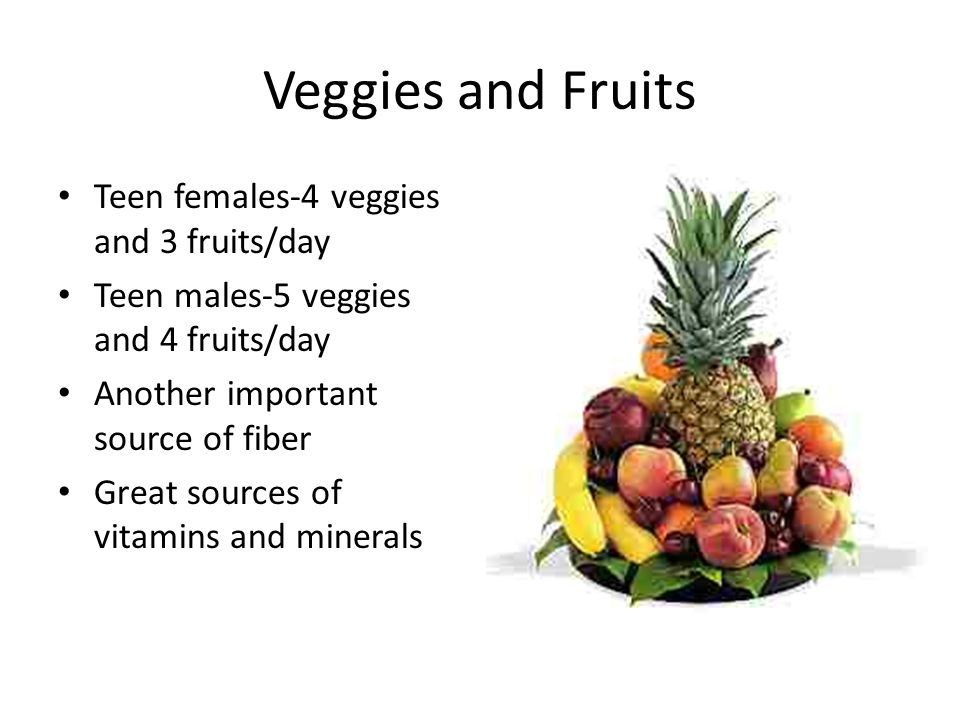Veggies and Fruits Teen females-4 veggies and 3 fruits/day