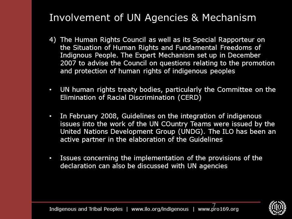 Involvement of UN Agencies & Mechanism