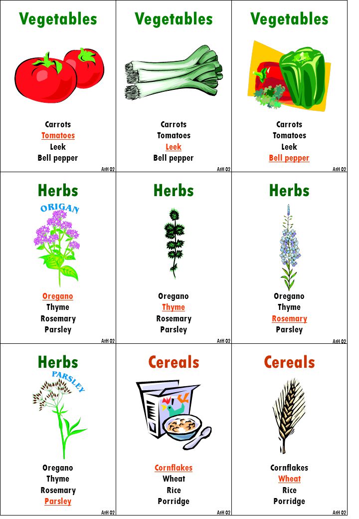 Vegetables Vegetables Vegetables Herbs Herbs Herbs Herbs Cereals