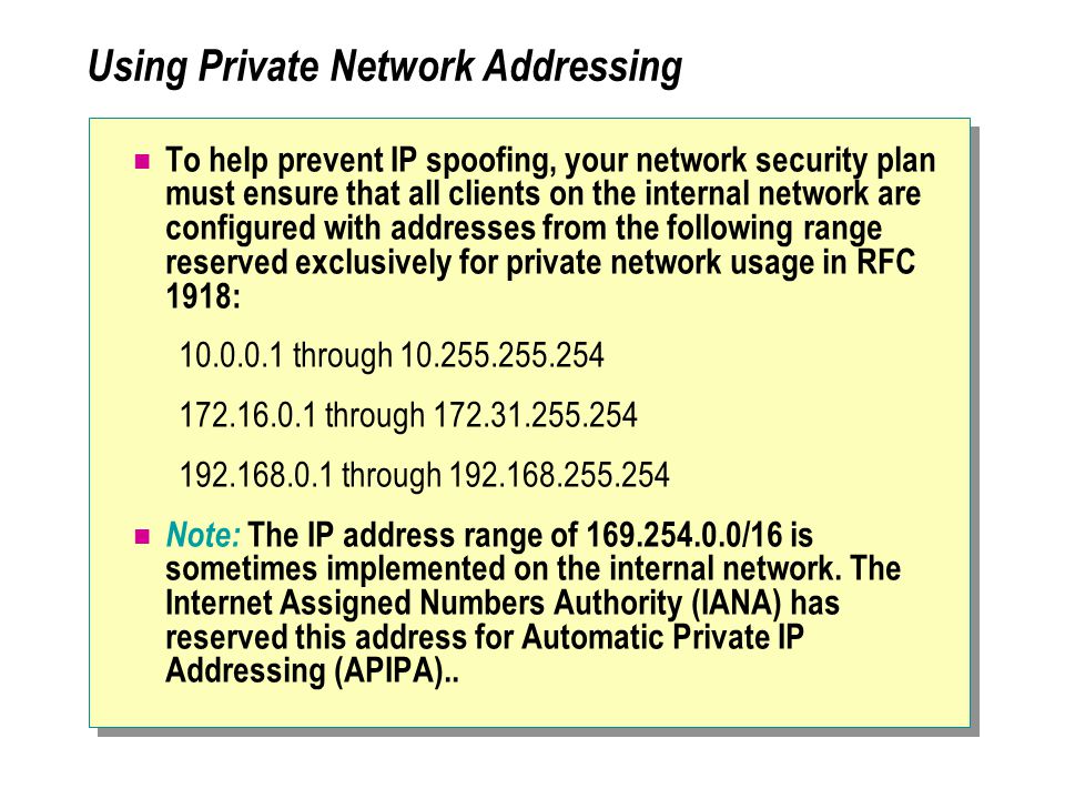 Using Private Network Addressing
