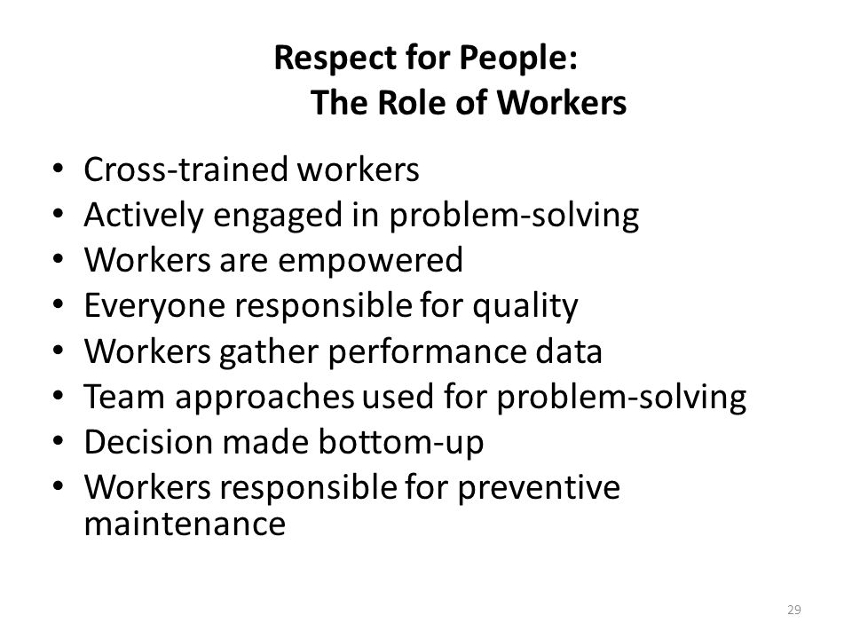 Respect for People: The Role of Workers