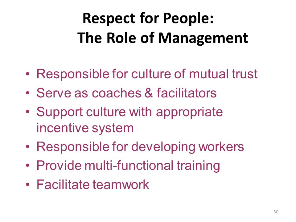 Respect for People: The Role of Management