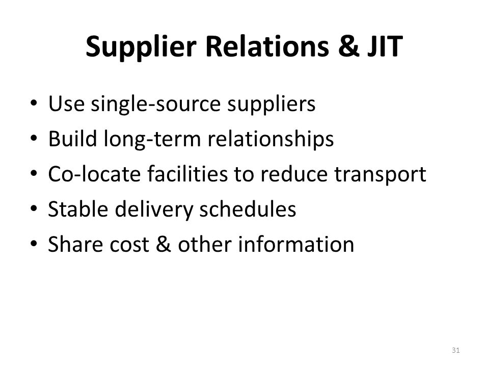Supplier Relations & JIT