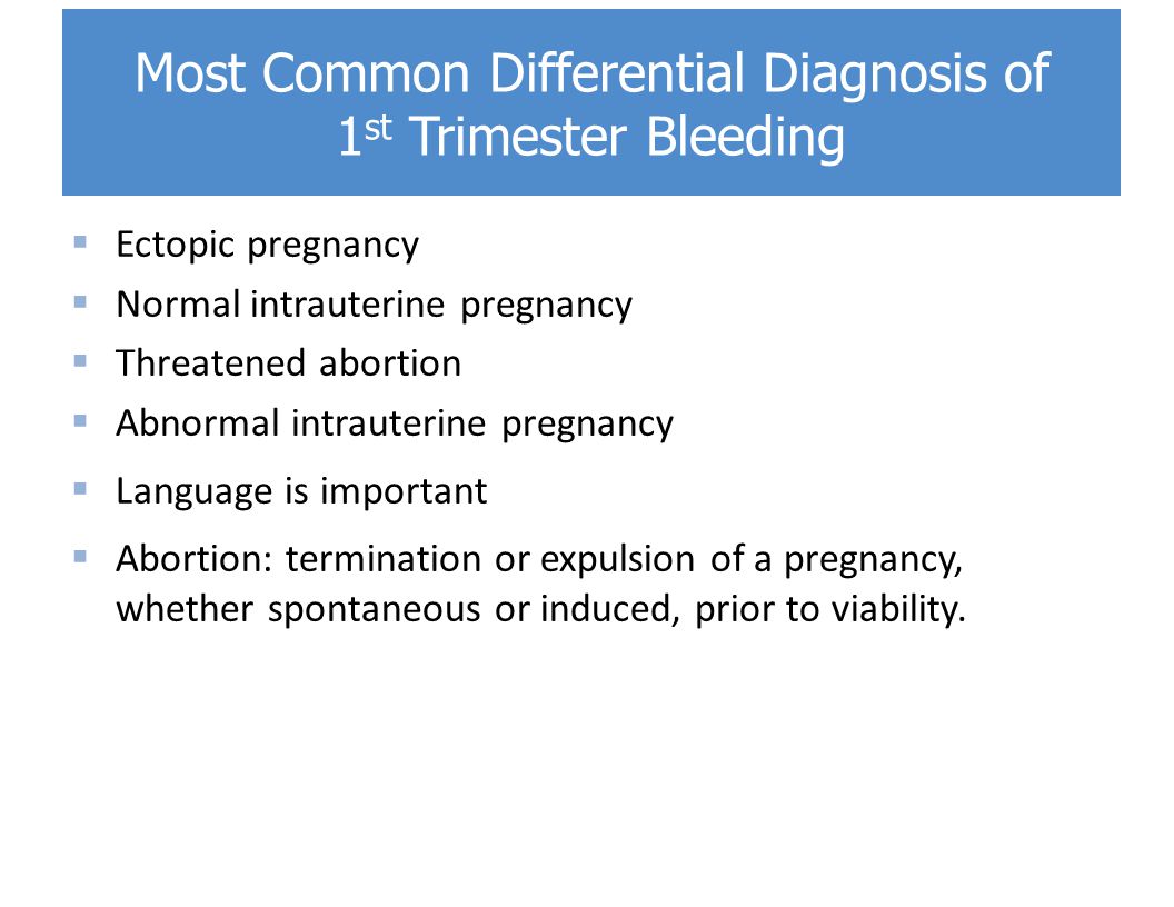 Most Common Differential Diagnosis of 1st Trimester Bleeding