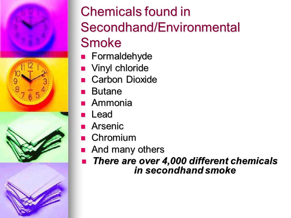 Chemicals found in Secondhand/Environmental Smoke