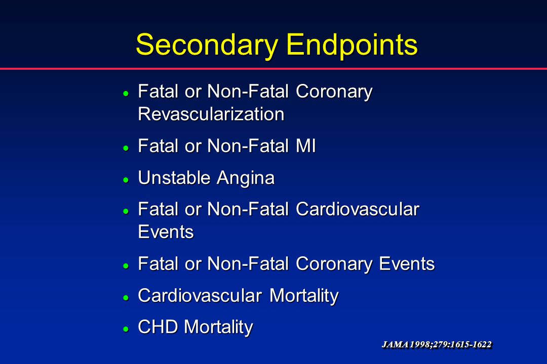 Secondary Endpoints Fatal or Non-Fatal Coronary Revascularization