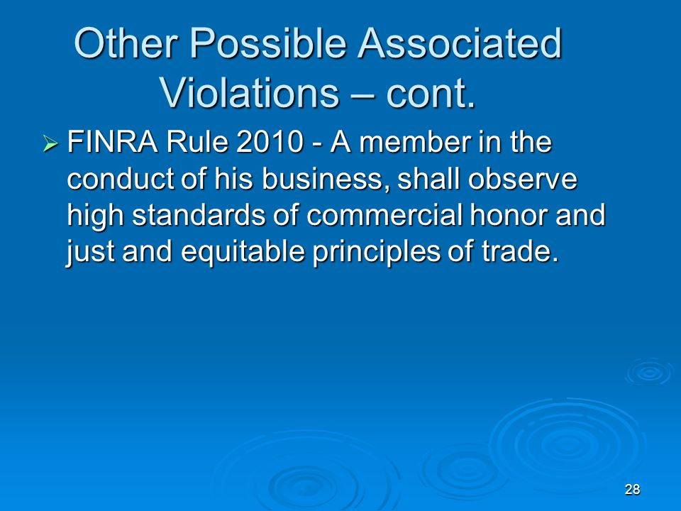 Other Possible Associated Violations – cont.