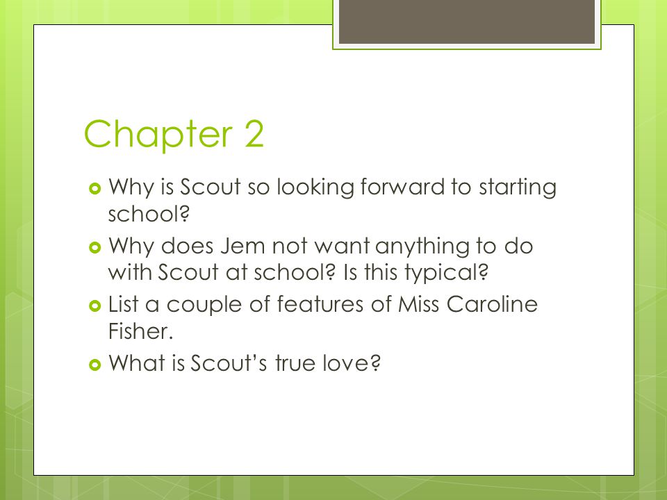 Chapter 2 Why is Scout so looking forward to starting school