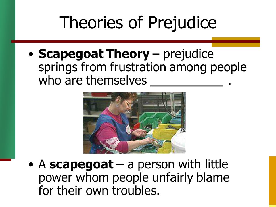 Theories of Prejudice Scapegoat Theory – prejudice springs from frustration among people who are themselves ___________ .