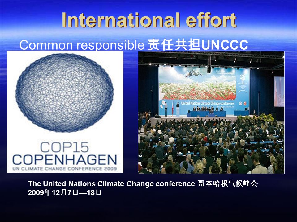 International effort Common responsible 责任共担UNCCC