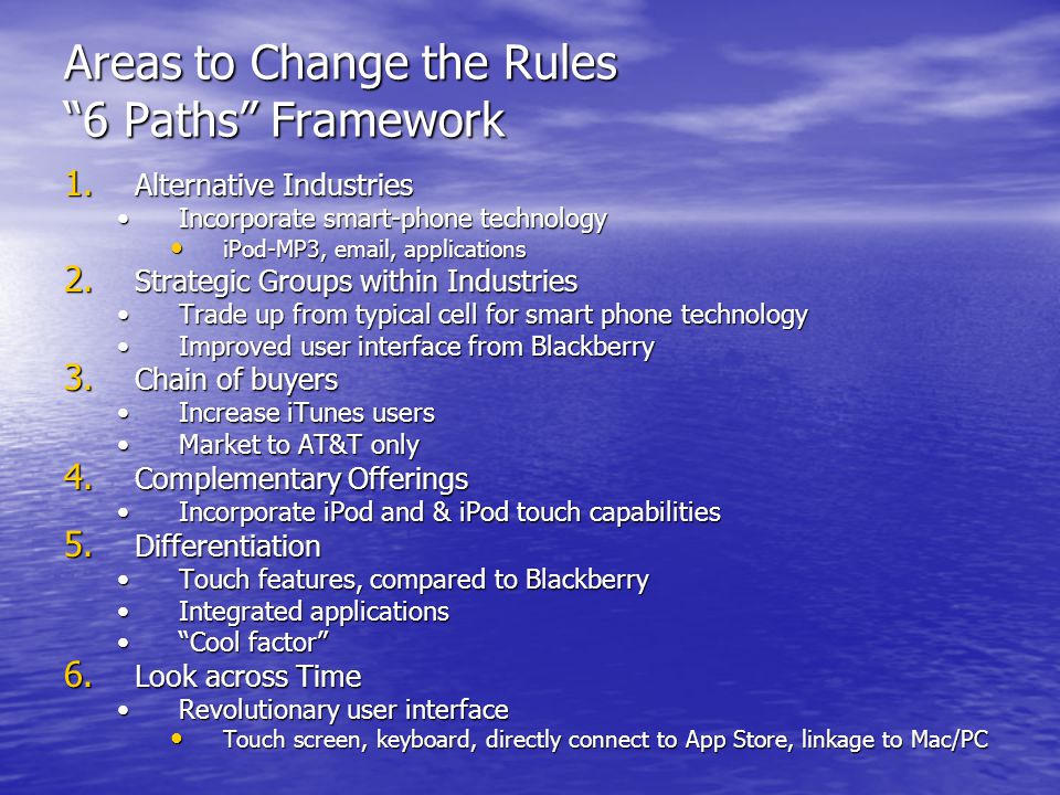 Areas to Change the Rules 6 Paths Framework