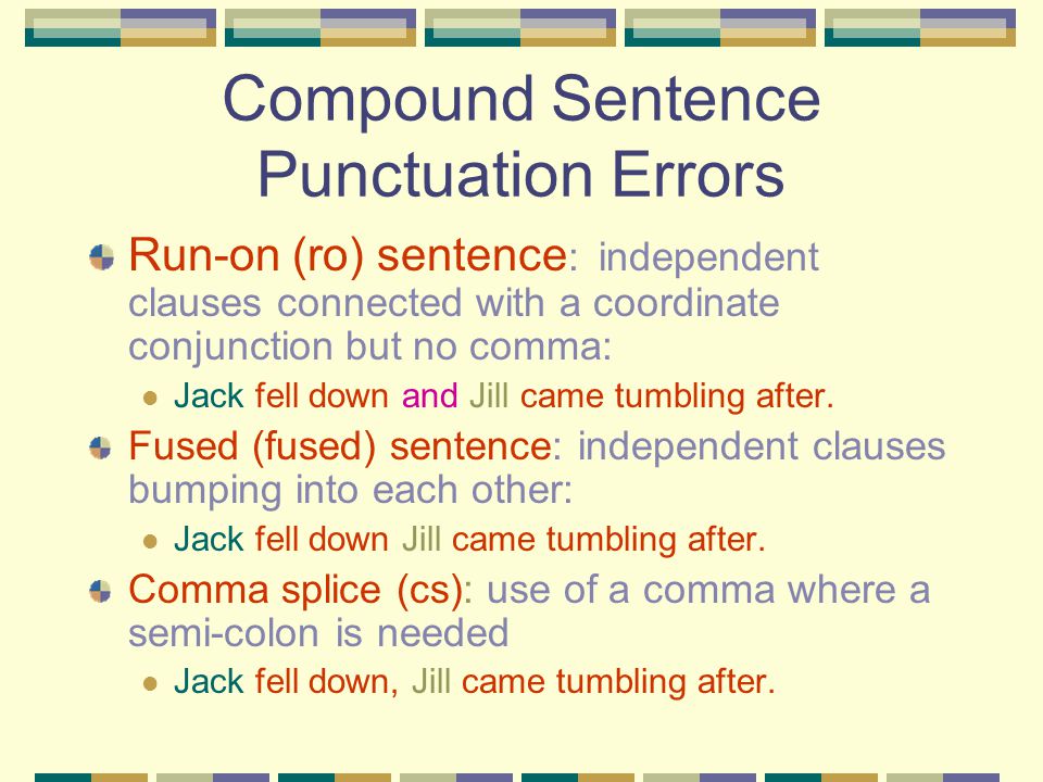 Compound Sentence Punctuation Errors