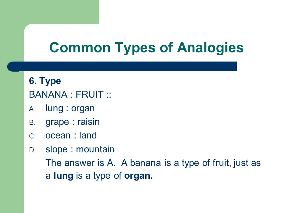 Common Types of Analogies
