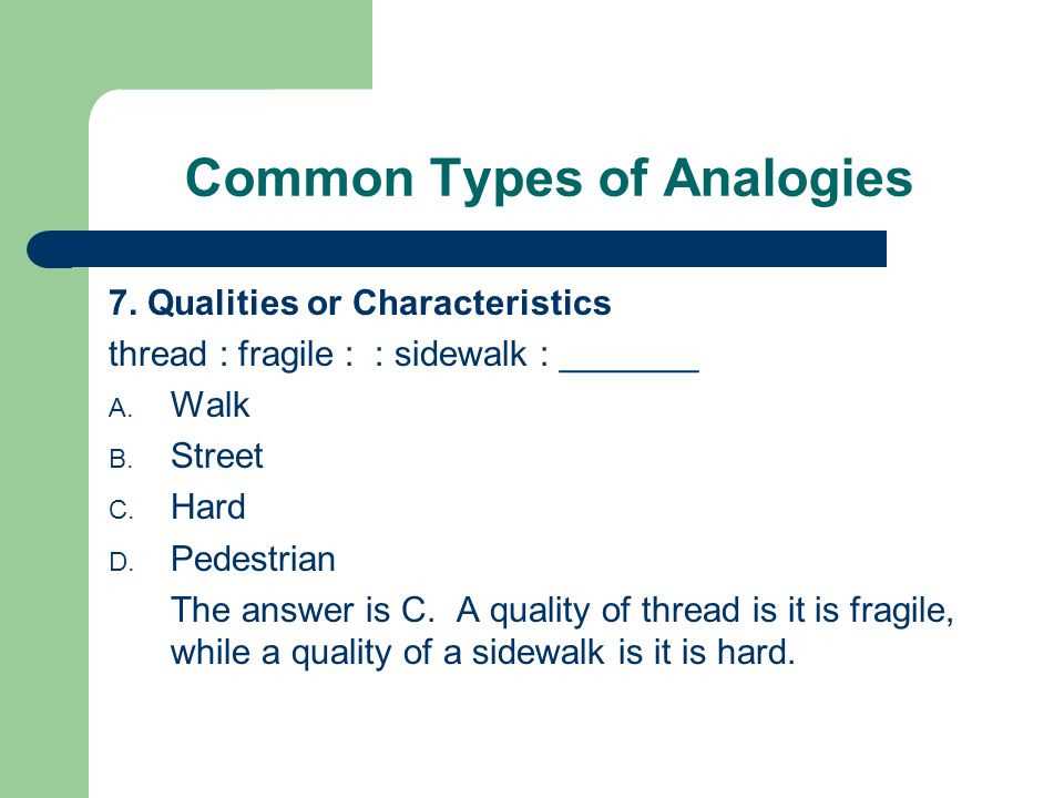 Common Types of Analogies
