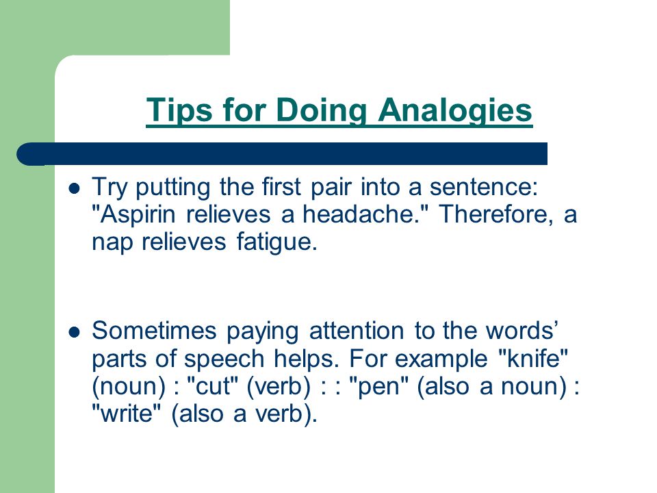 Tips for Doing Analogies