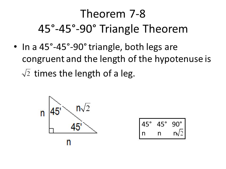 Theorem °-45°-90° Triangle Theorem