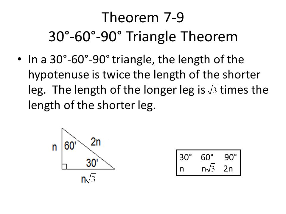 Theorem °-60°-90° Triangle Theorem