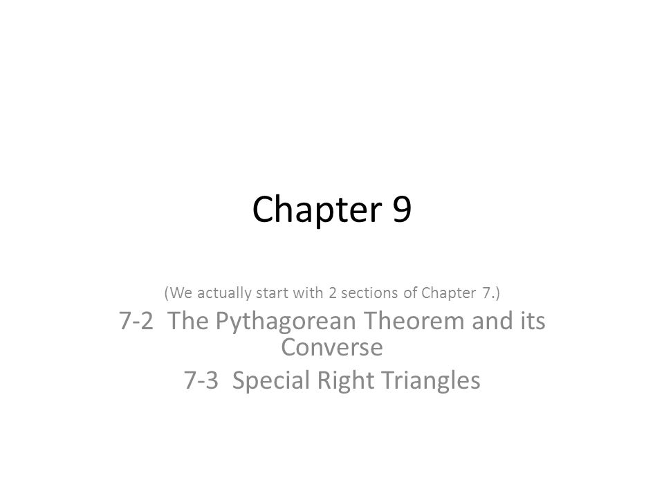 Chapter The Pythagorean Theorem and its Converse