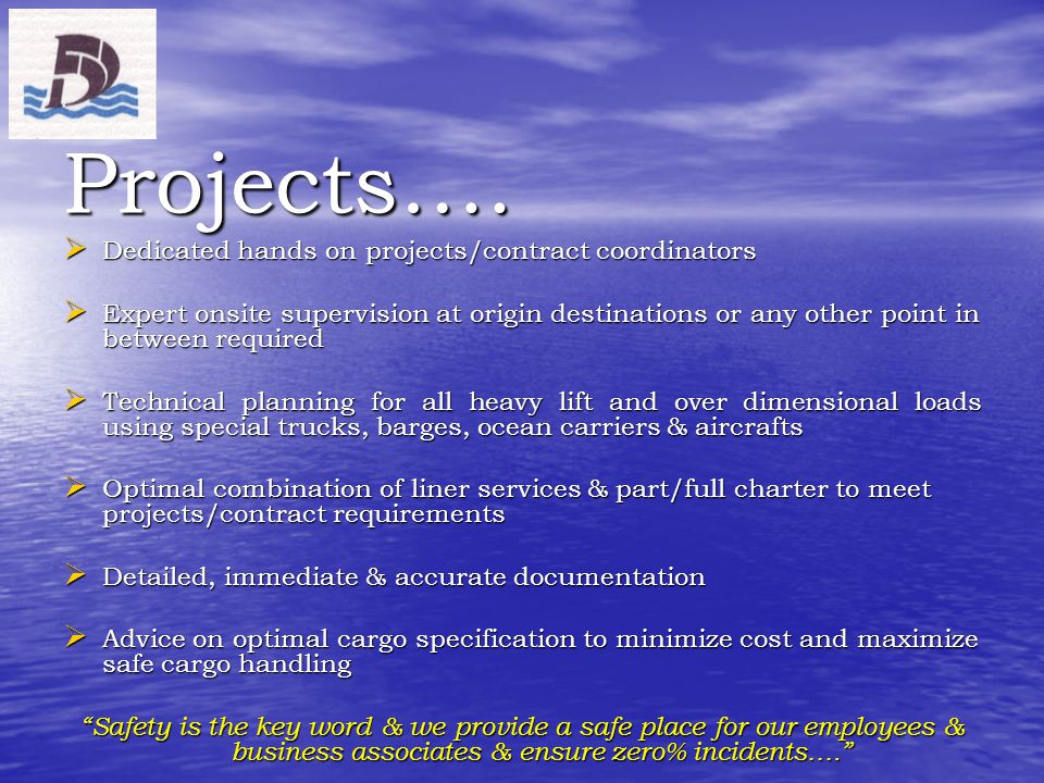 Projects…. Dedicated hands on projects/contract coordinators