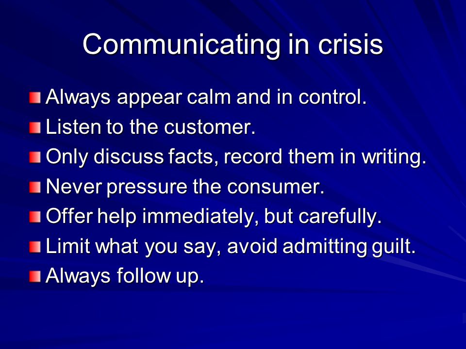 Communicating in crisis