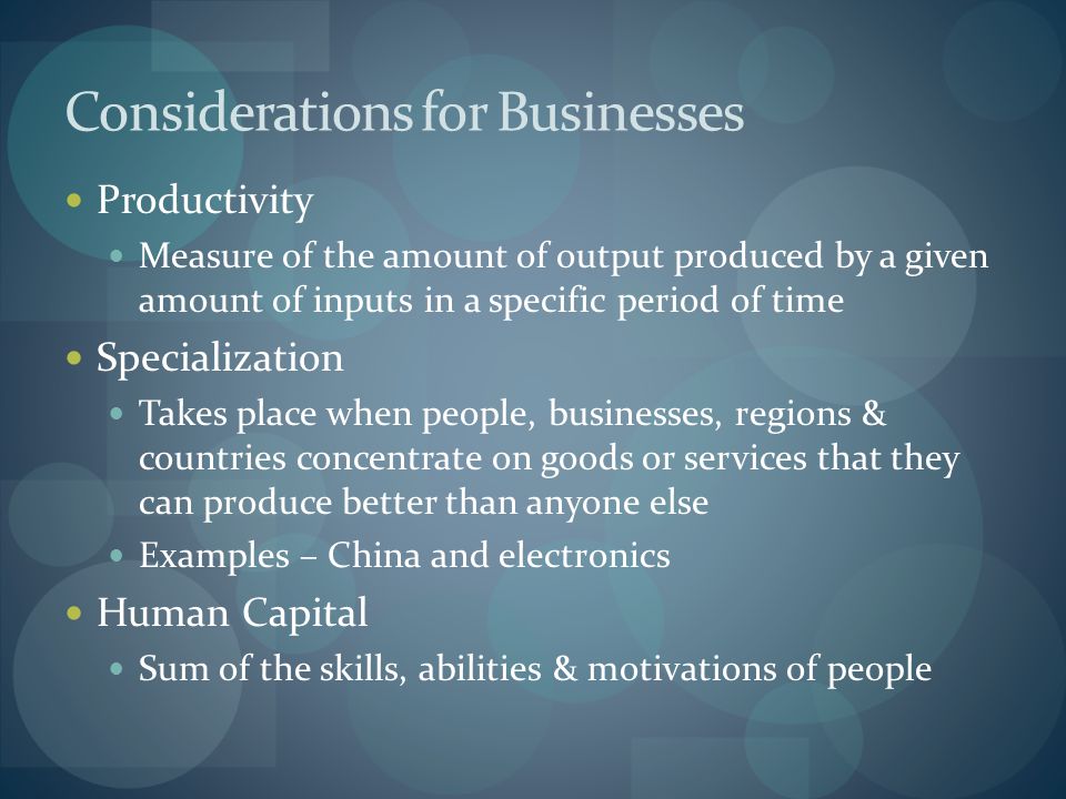 Considerations for Businesses