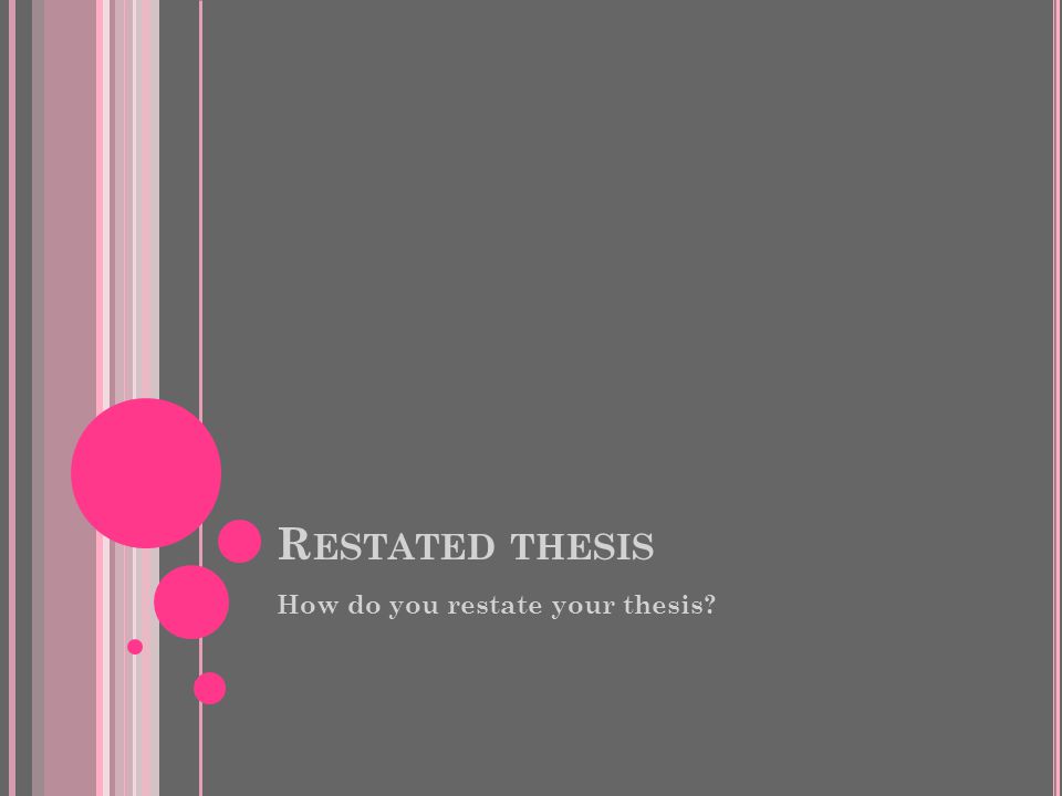 Restated thesis How do you restate your thesis