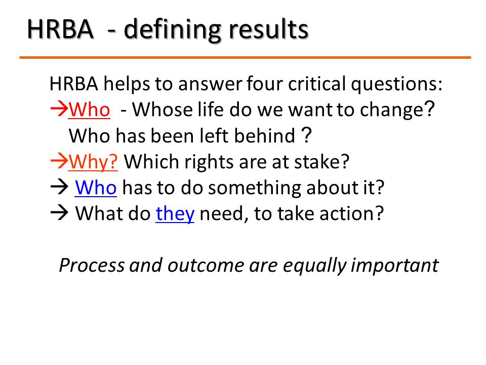 HRBA - defining results