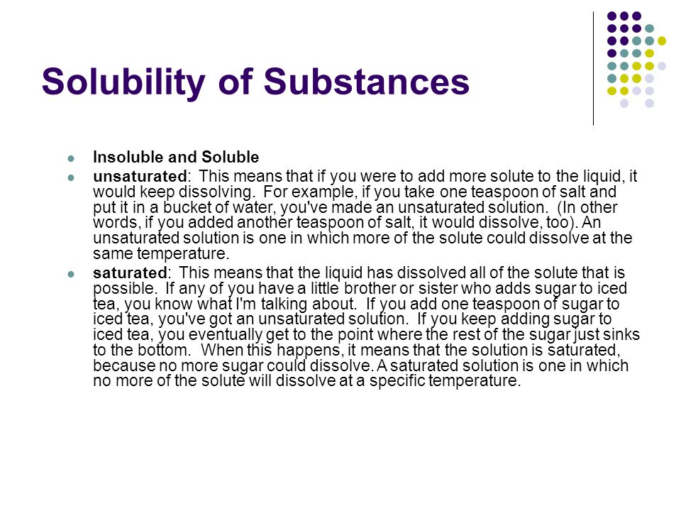 Solubility of Substances