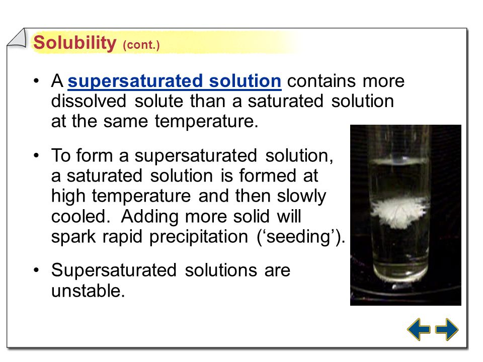 Supersaturated solutions are unstable.
