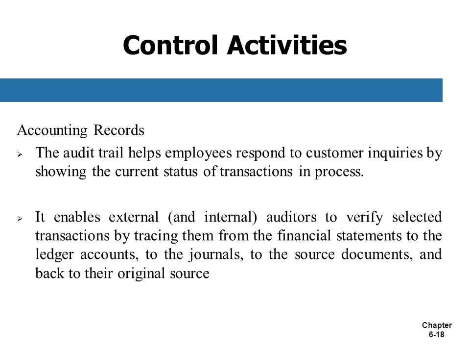 Control Activities Accounting Records