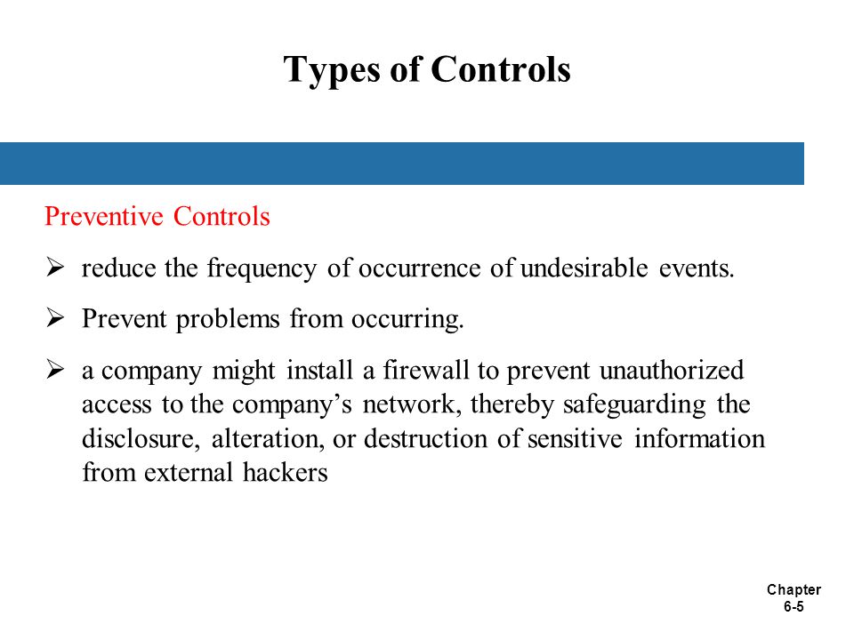 Types of Controls Preventive Controls